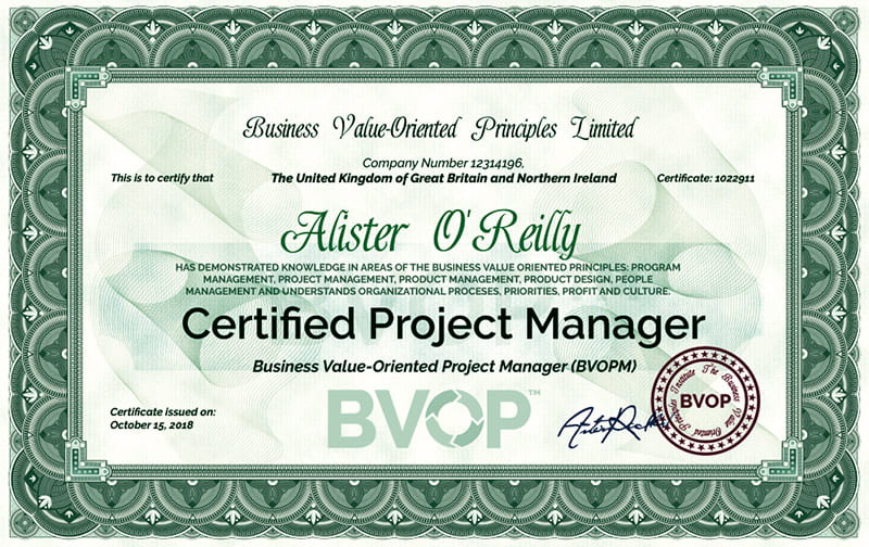 Preview of the BVOP Certified Project Manager diploma